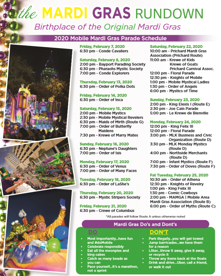 Mardi Gras Schedule 2020 The Mobile Rundown Things To Do In Mobile 