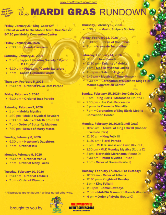 2026 Mardi Gras Schedule