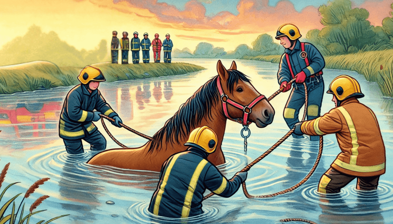 Horse Trapped in Dog River Rescued After Massive Team Effort
