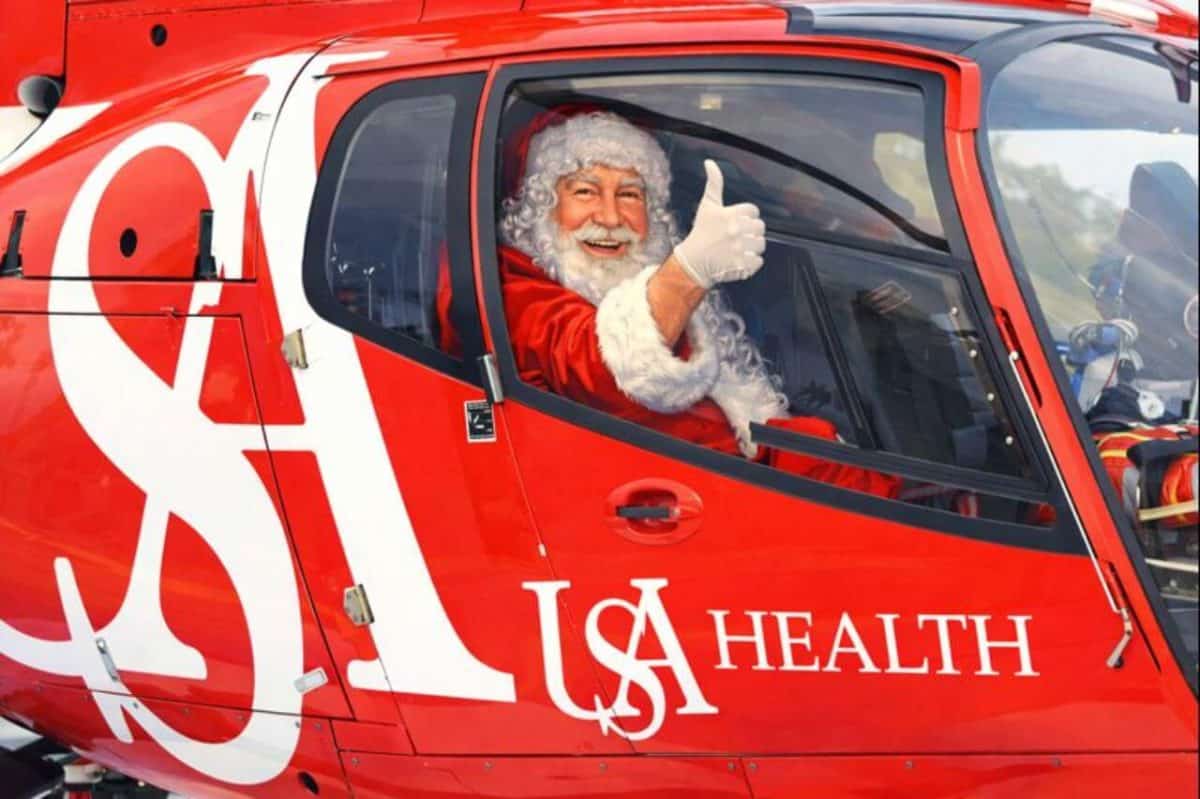 Santa Swaps Sleigh for Helicopter to Bring Holiday Cheer to Patients