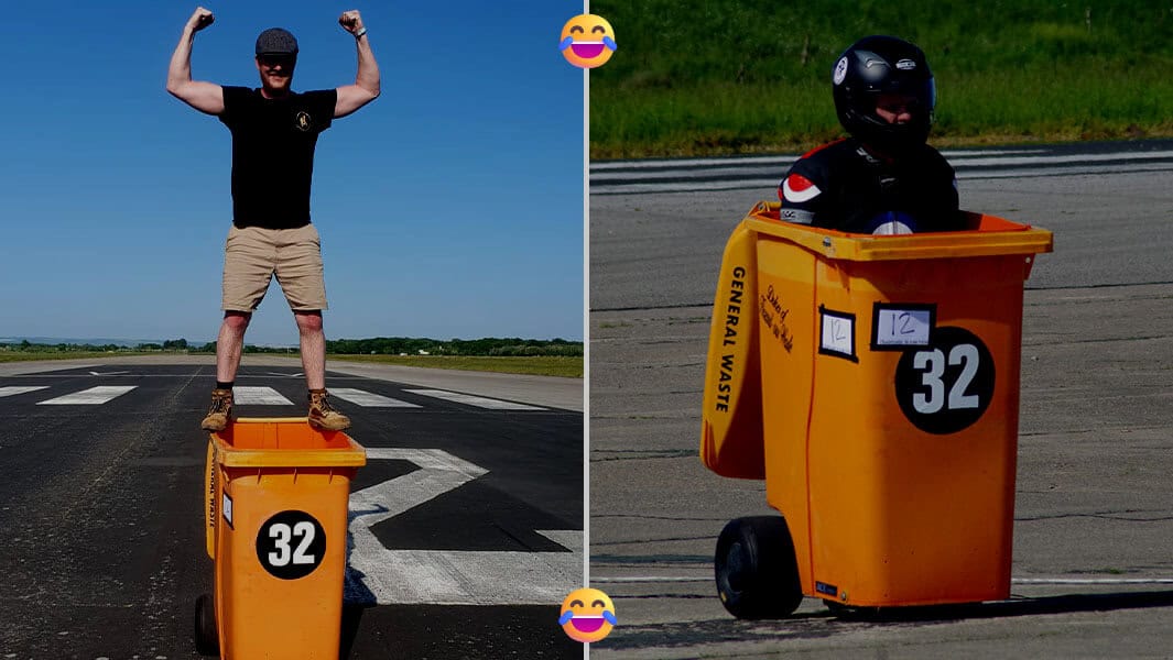 Wheelie bin rockets to 66 mph